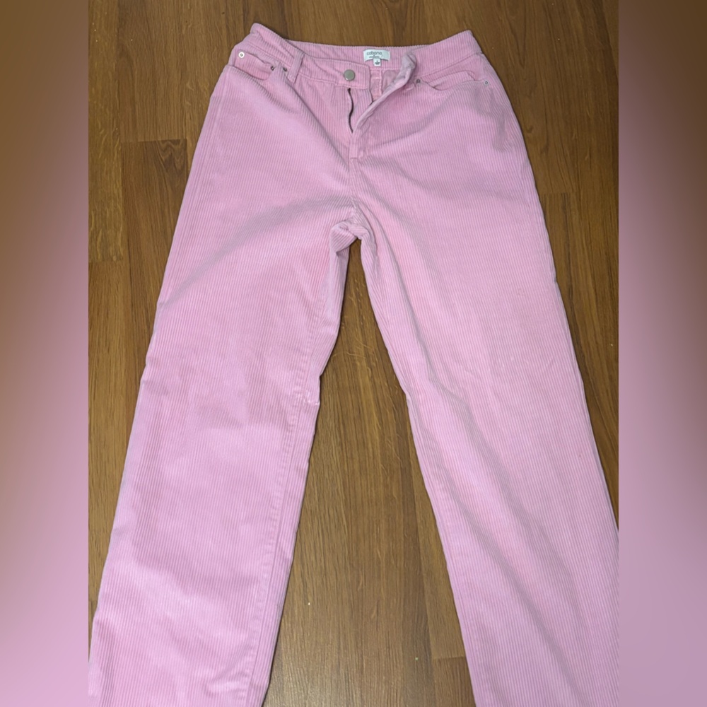 Pink corduroy, baggy pants